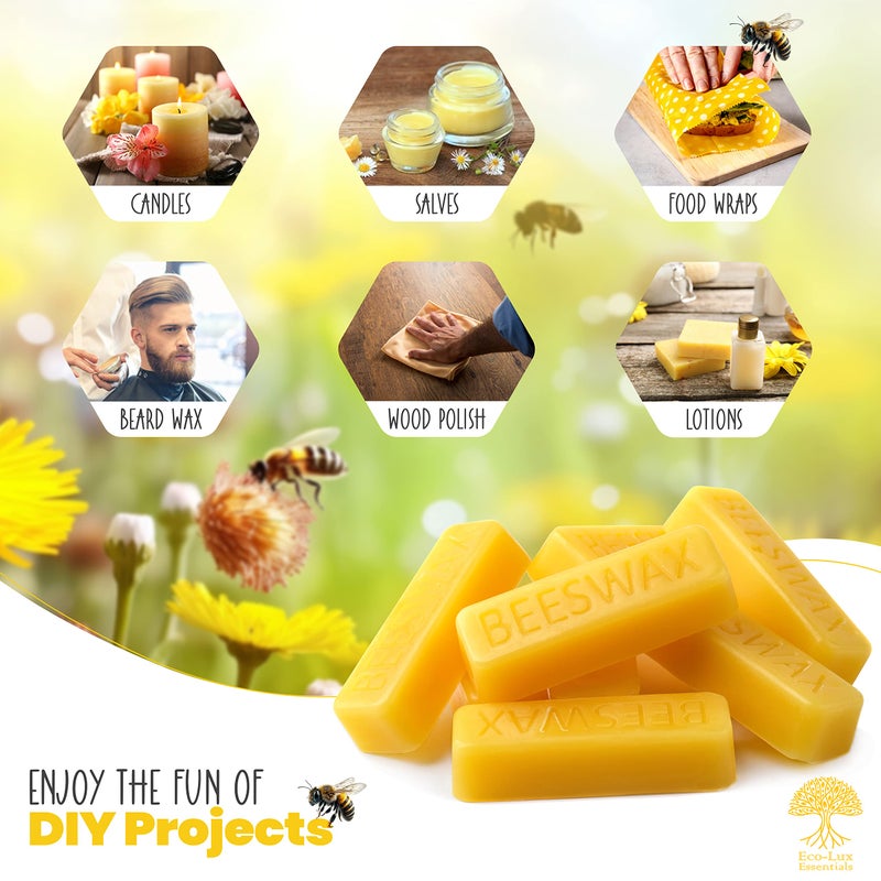 Eco-Lux Essentials Eco Lux 8 Yellow Beeswax Blocks 100% Pure Natural Organic Bees Wax 6.5oz - Image 4