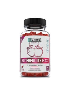 Zhou Zhou Nutrition Superfruit Multivitamin Gummies, 13 Natural Superfruits, Rich in Vitamin A, C, E, Zinc Gummies, Superfood Supplement, Immunity, Digestion & Energy, No Added Sugar, 60 Vegan Gummies  - Image 1