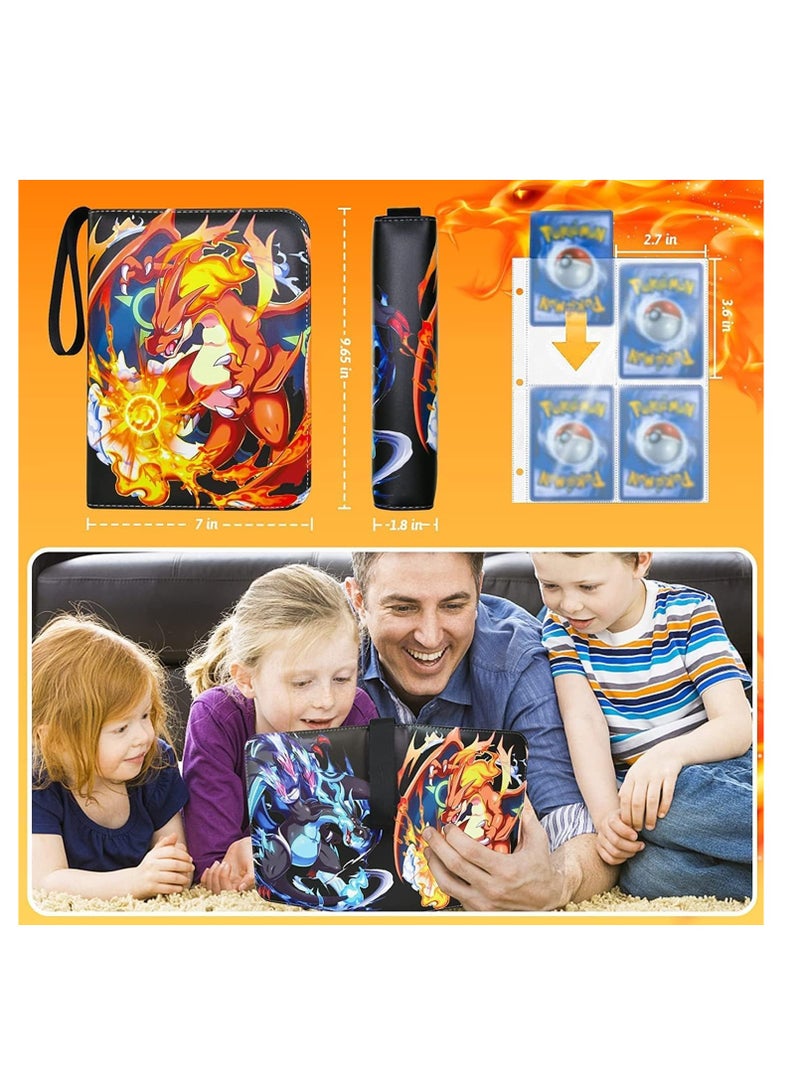 Cards Binder Card Holder 4-Pocket, Trading Card Games Collection Binder Case Book Fits 400 Cards With 50 Removable Sleeves - Image 3