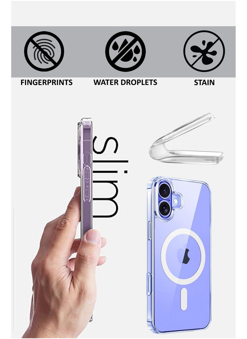 Generic - 2 in 1 Pack Crystal Clear Flexible Protective Silicone -MagSafe/Wireless Charging Back  Case and Tempered Glass Screen Protector For iPhone 16 - Image 1