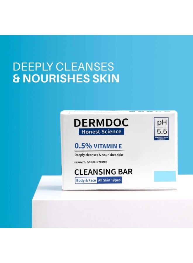 DERMDOC  0.5% Vitamin E Cleansing Bar (75 gm) (Pack of 2) | Mild, Gentle Cleansing Soap, Moisturising Soap, pH 5.5 | facial cleansing bar - Image 3