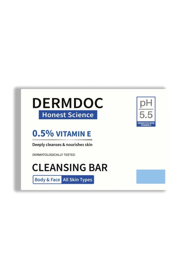 DERMDOC  0.5% Vitamin E Cleansing Bar (75 gm) (Pack of 2) | Mild, Gentle Cleansing Soap, Moisturising Soap, pH 5.5 | facial cleansing bar - Image 2