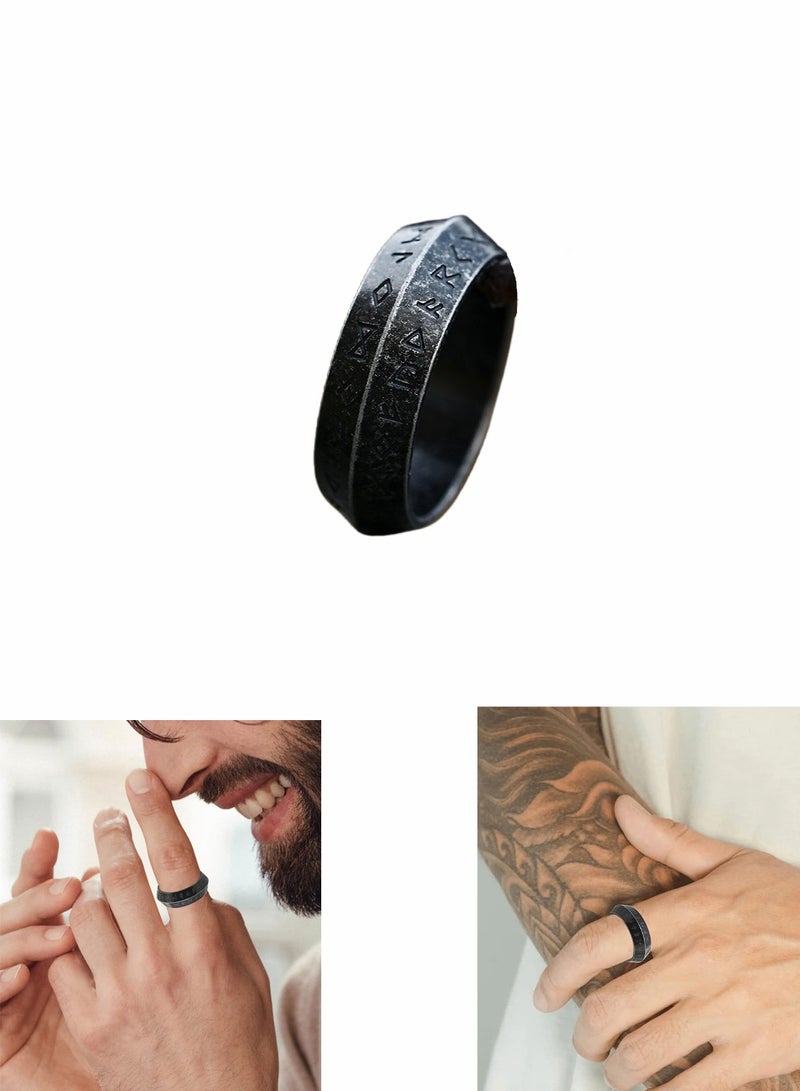 Men's rings, rings for men and women, stainless steel rings, vintage rune ring jewelry for men and women (US size 9) - Image 1