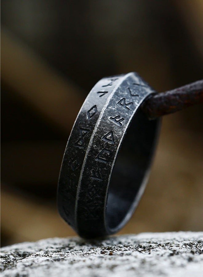 Men's rings, rings for men and women, stainless steel rings, vintage rune ring jewelry for men and women (US size 9) - Image 3