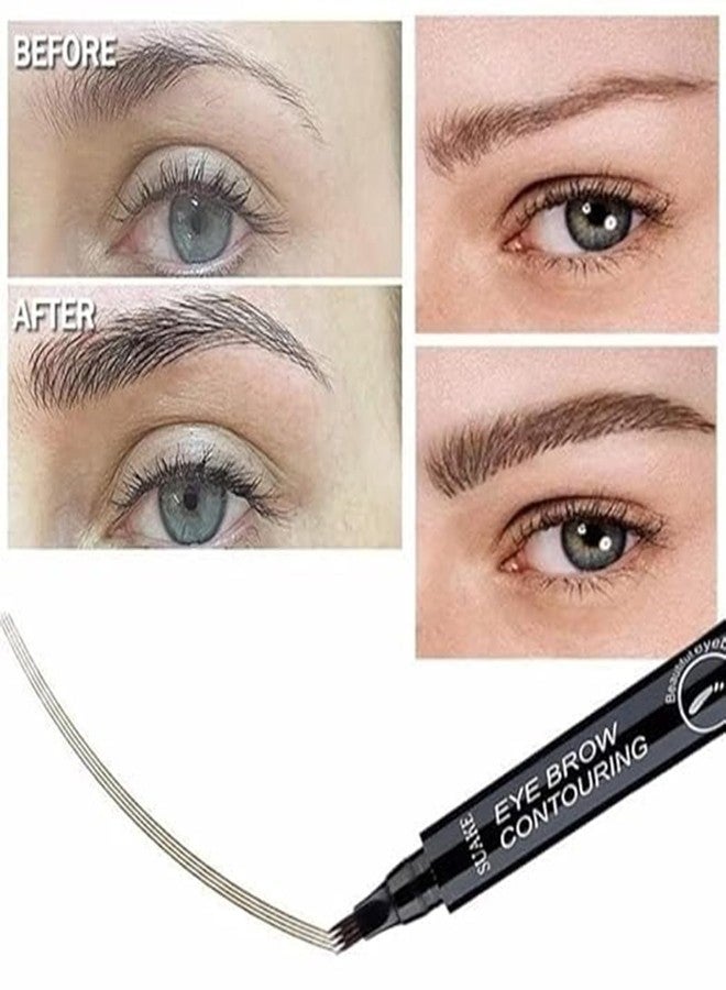 EAFTOS 4 Point Eyebrow Pencil Black - Waterproof Microblading Eyebrow Pen with Micro-Fork Tip, Precision Applicator, Smudge-Proof, Long-Lasting, Natural-Looking Fine Sketch Brows - Image 3