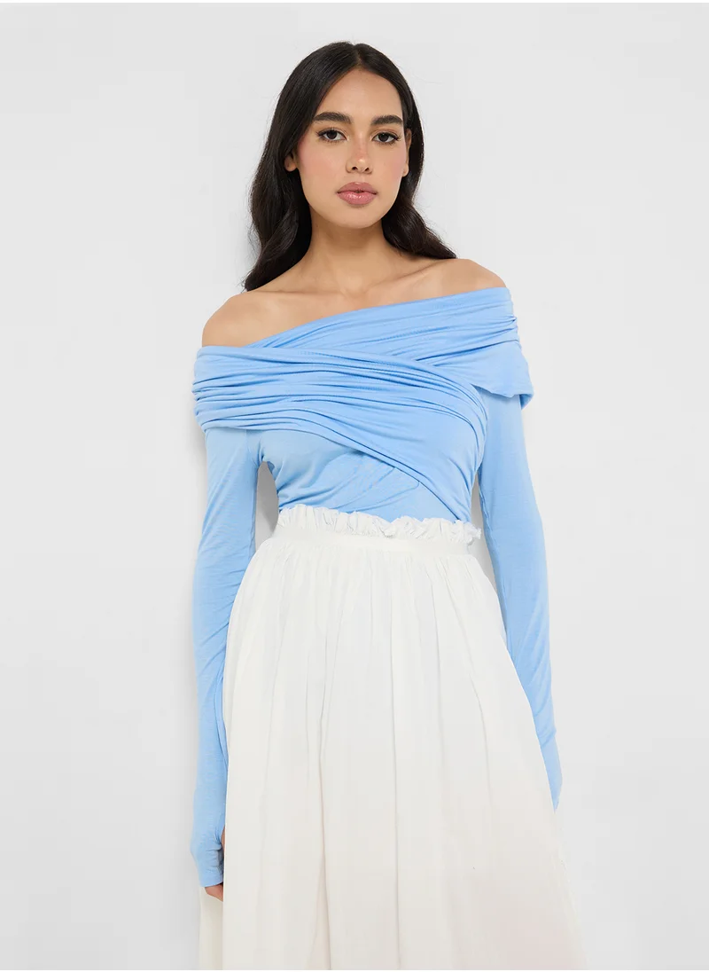 Ginger Draped Off Shoulder Fitted Top