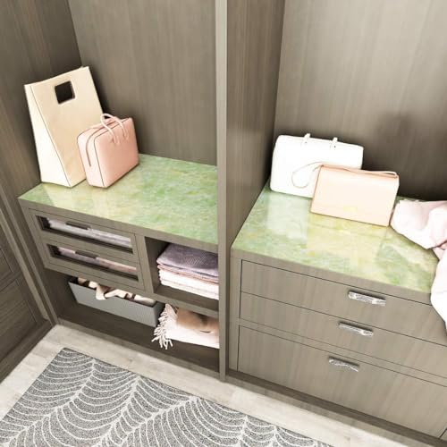 TEKCOOL Wall Stickers DIY Wallpaper Vinyl Marble Wallpaper Peel and Stick Waterproof Wallpaper for Home Kitchen Countertop Cabinet Furniture Oil Proof Kitchen Stickers(Light Green-3 pc) - Image 3