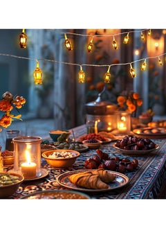 بيوينتي حزمة من 2 مسلم رمضان الفوانيس سلسلة أضواء مع ضوء الديكور ل مهرجان حزب نوم عيد (الدافئة الأبيض ، 1.65 متر ، 10 المصابيح)  - Image 5