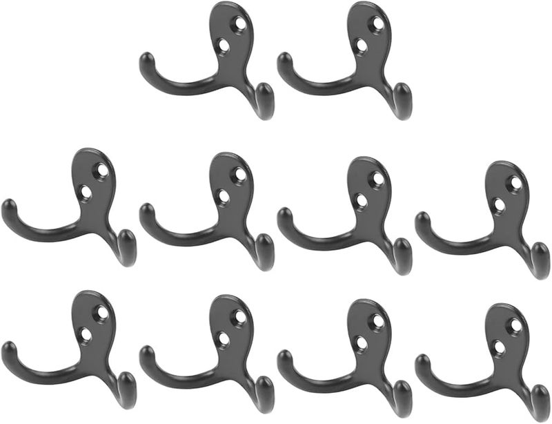 خطافات حائط مزدوجة الرؤوس 10 قطع، سبيكة زنك عتيقة للمعاطف والحقائب والمناشف - Image 5