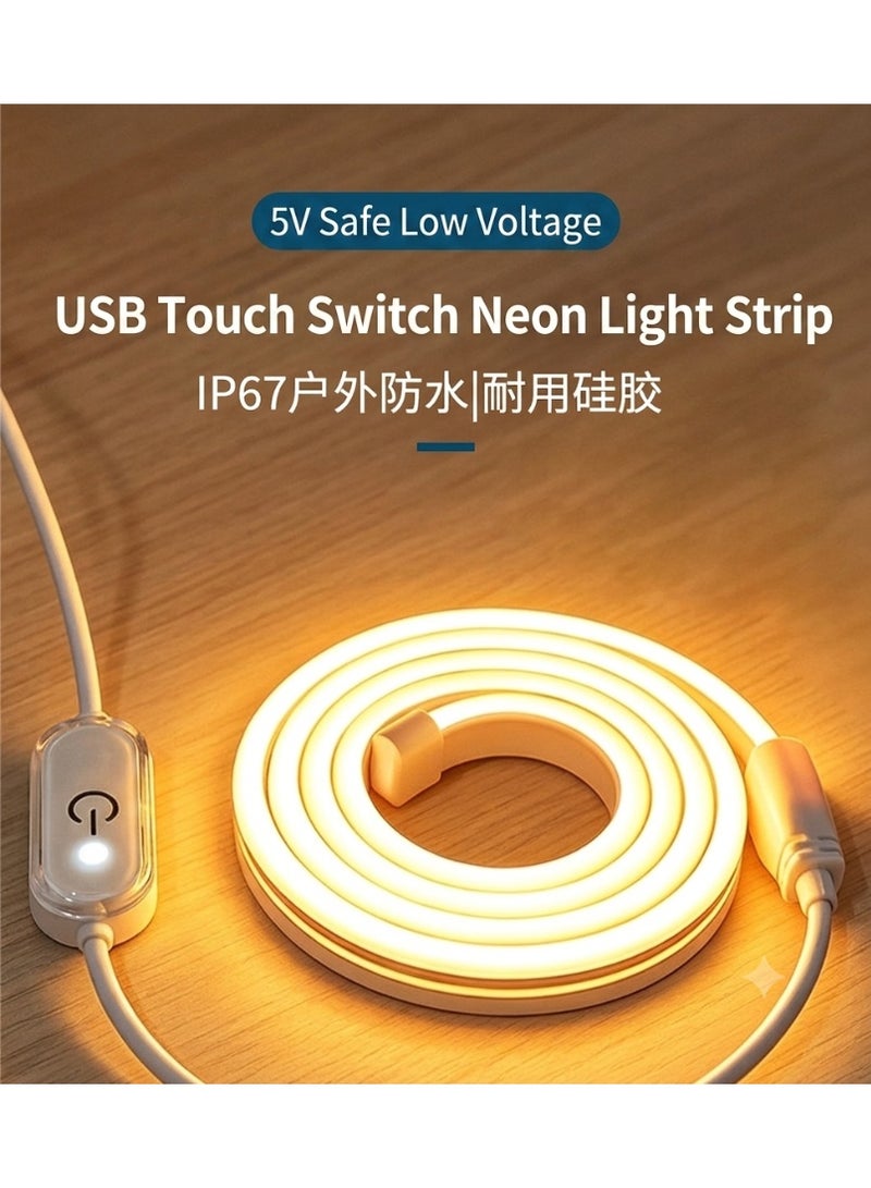 شريط إضاءة نيون LED يعمل بمنفذ USB بجهد 5 فولت، مرن، مقاوم للماء، بإضاءة RGB متدرجة وتحكم باللمس، مناسب للمرايا والتلفزيون وغرف النوم والمنزل والسيارة - Image 1