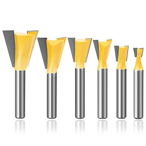 Mesee 6 Pieces Dovetail Router Bits, 1/4 Inch Shank Half-Blind & Through Dovetail Joint Router Bit Set Woodworking Milling Cutter Tools 1/4" 3/8" 1/2" 5/8" 3/4" 7/8" - Image 1