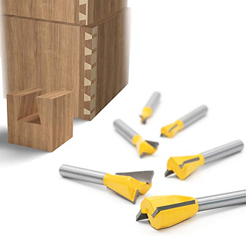 Mesee 6 Pieces Dovetail Router Bits, 1/4 Inch Shank Half-Blind & Through Dovetail Joint Router Bit Set Woodworking Milling Cutter Tools 1/4" 3/8" 1/2" 5/8" 3/4" 7/8" - Image 5