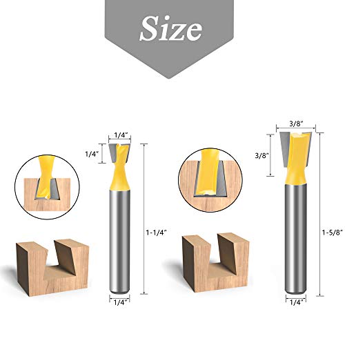 Mesee 6 Pieces Dovetail Router Bits, 1/4 Inch Shank Half-Blind & Through Dovetail Joint Router Bit Set Woodworking Milling Cutter Tools 1/4" 3/8" 1/2" 5/8" 3/4" 7/8" - Image 2