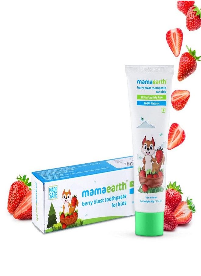 Mamaearth Mamaearth 100% Natural Berry Blast Kids Toothpaste, Oral Care, 50 Gm, Fluoride Free, Sls Free, No Artificial Flavours, Best For Baby  - Image 2