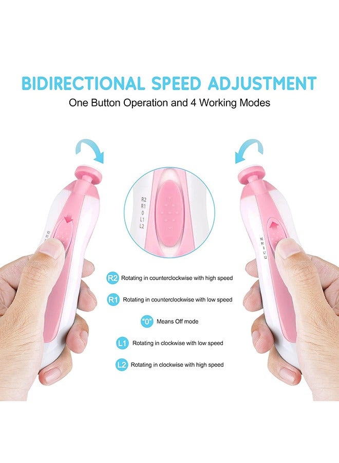 RollsTimi  Electric Nail Care Set Gentle Trimming for Newborns to Adults Pink - Image 2
