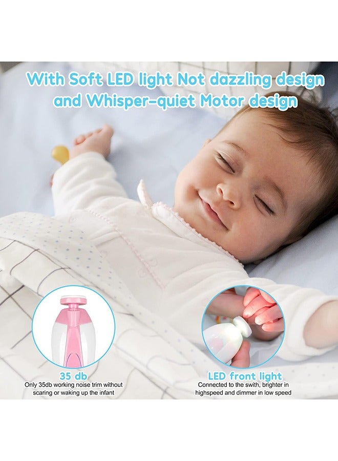 RollsTimi  Electric Nail Care Set Gentle Trimming for Newborns to Adults Pink - Image 5