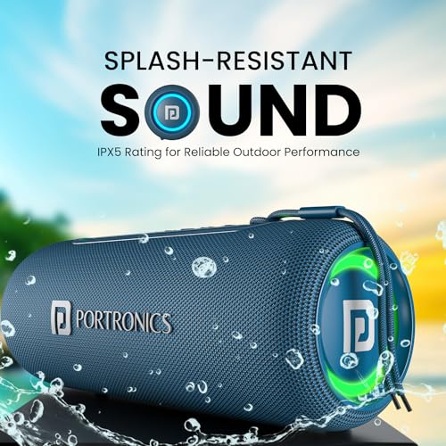 Portronics Resound 2 15W HD Sound Portable Wireless Bluetooth Speaker, in-Built Mic, RGB Lights, TWS Connectivity, Bluetooth v5.3, IPX5 Water Resistant, Type C Charging Port(Blue) - Image 3