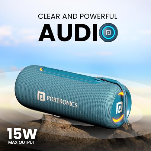 Portronics Resound 2 15W HD Sound Portable Wireless Bluetooth Speaker, in-Built Mic, RGB Lights, TWS Connectivity, Bluetooth v5.3, IPX5 Water Resistant, Type C Charging Port(Blue) - Image 4