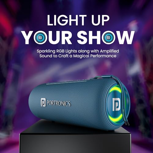 Portronics Resound 2 15W HD Sound Portable Wireless Bluetooth Speaker, in-Built Mic, RGB Lights, TWS Connectivity, Bluetooth v5.3, IPX5 Water Resistant, Type C Charging Port(Blue) - Image 2