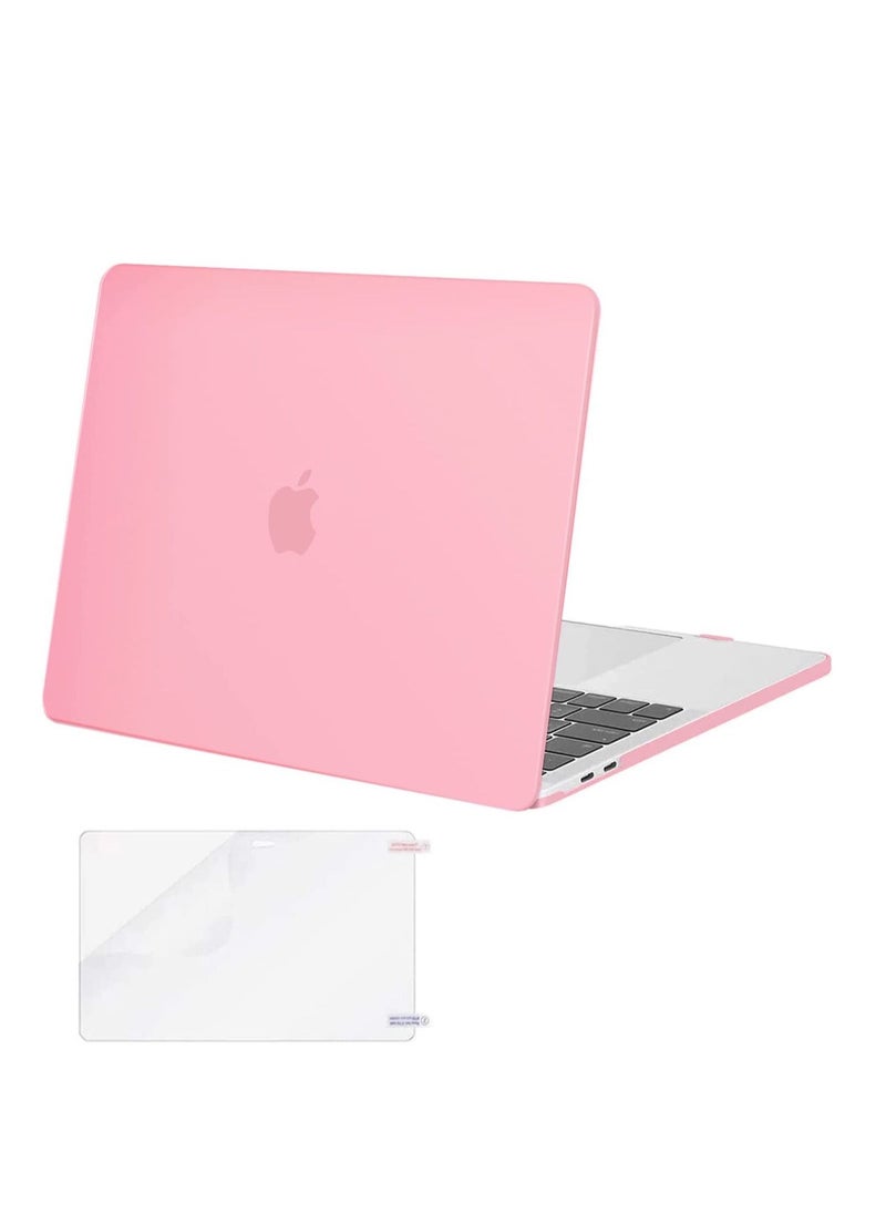 Generic - MacBook Pro 13 Inch Case M2 A2338 M1 A2251 A2289 A2159 A1989 A1708 A1706 Touch Bar Plastic Hard Shell Cover And Screen Protector Pink - Image 1