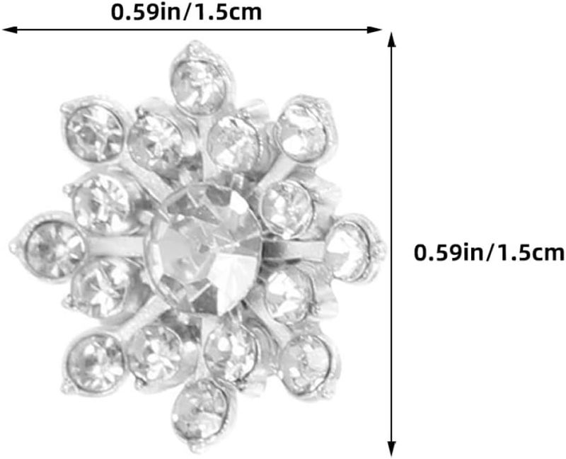50pcs 15mm Silver Rhinestone Snowflake Buttons Decorative Sparkly Flower Embellishments for DIY Crafts Clothing Bags Holiday Sewing Accessories - Image 2