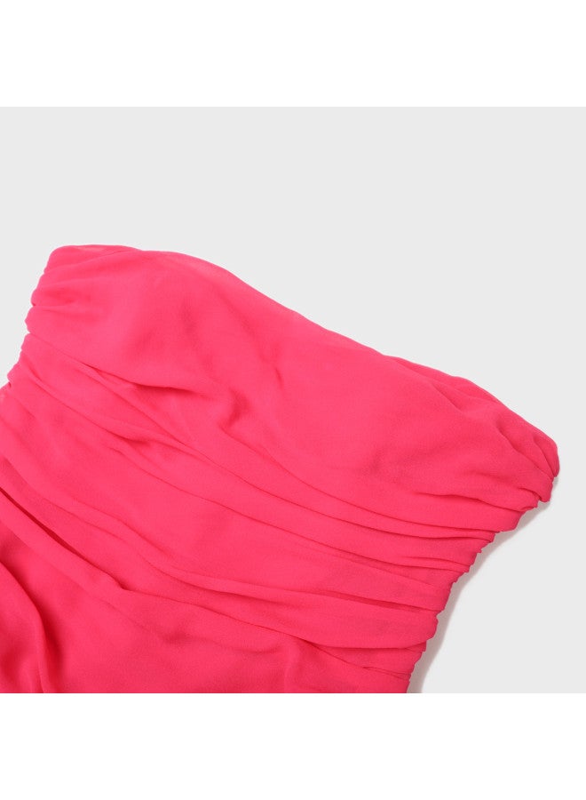 Zara Off-shoulder Elegant Light Mature Vibe Pleated Bodycon Bustier Dress - Image 4