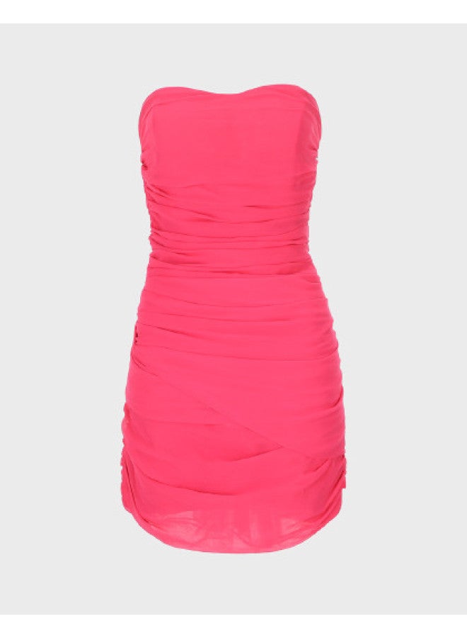 Zara Off-shoulder Elegant Light Mature Vibe Pleated Bodycon Bustier Dress - Image 1