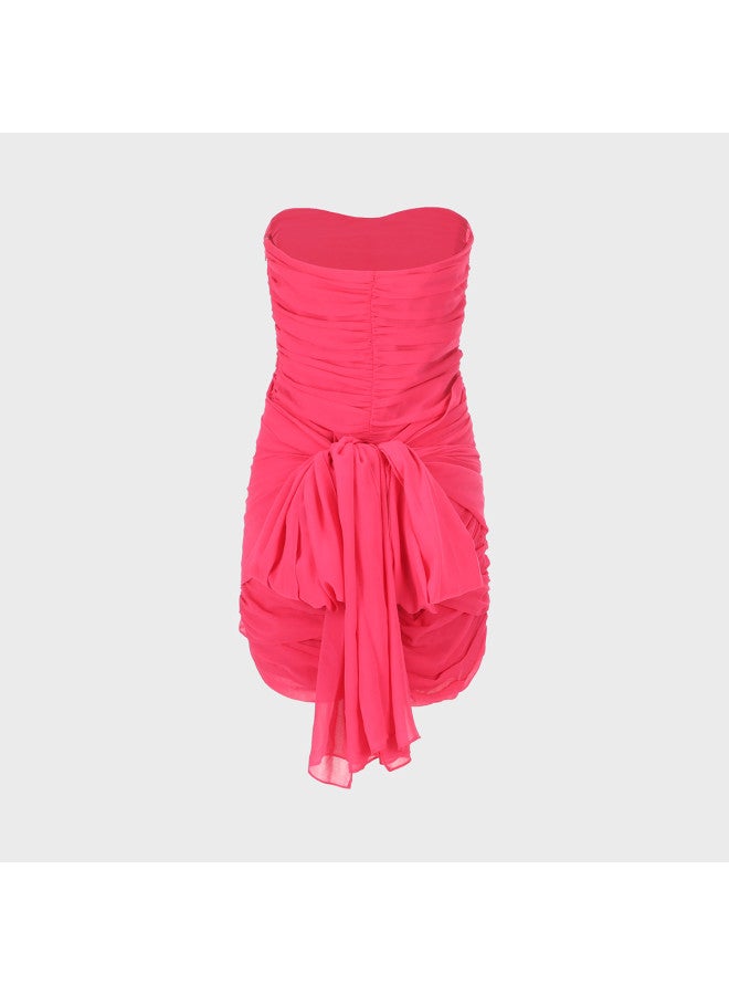 Zara Off-shoulder Elegant Light Mature Vibe Pleated Bodycon Bustier Dress - Image 3