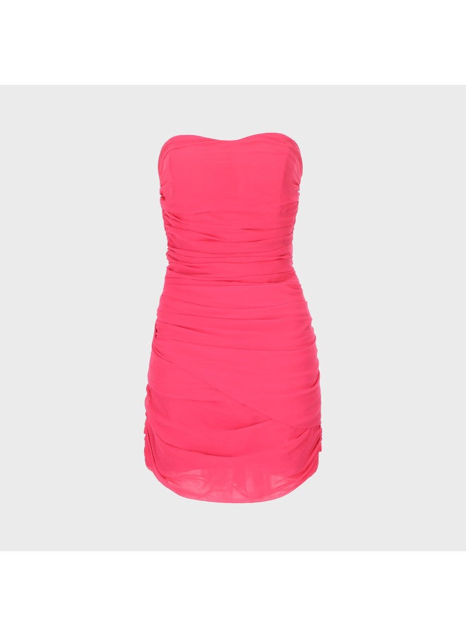 Zara Off-shoulder Elegant Light Mature Vibe Pleated Bodycon Bustier Dress - Image 2