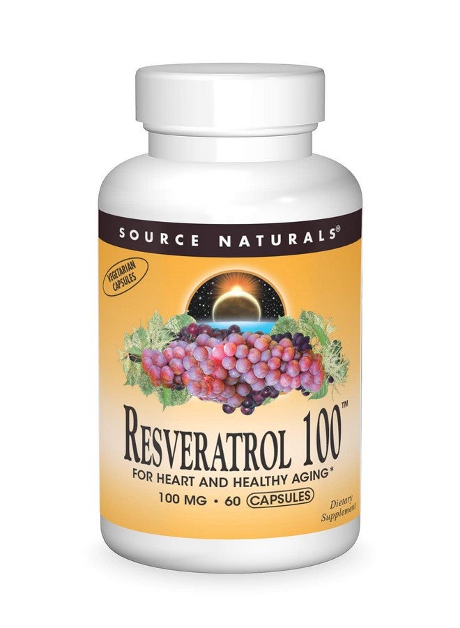 Source Naturals Resveratrol 100, for Heart and Healthy Aging* 100 mg - 60 Vegetarian Capsules - Image 1