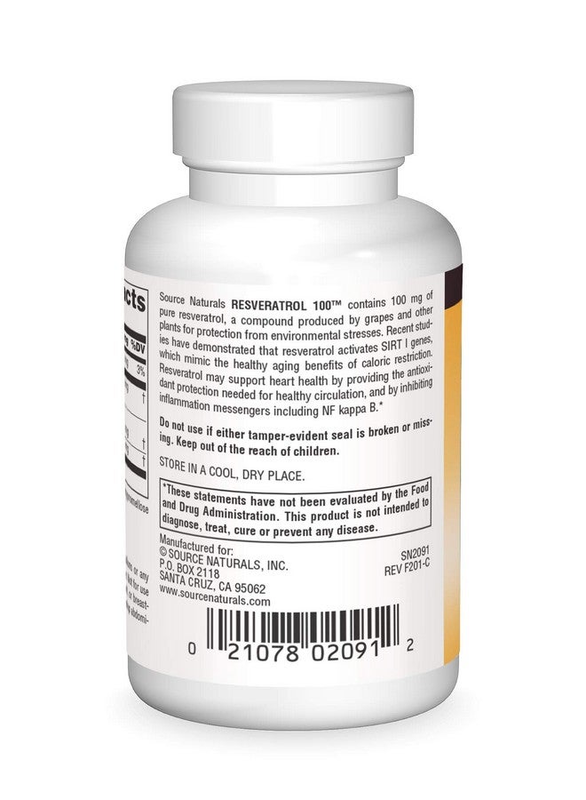 Source Naturals Resveratrol 100, for Heart and Healthy Aging* 100 mg - 60 Vegetarian Capsules - Image 2
