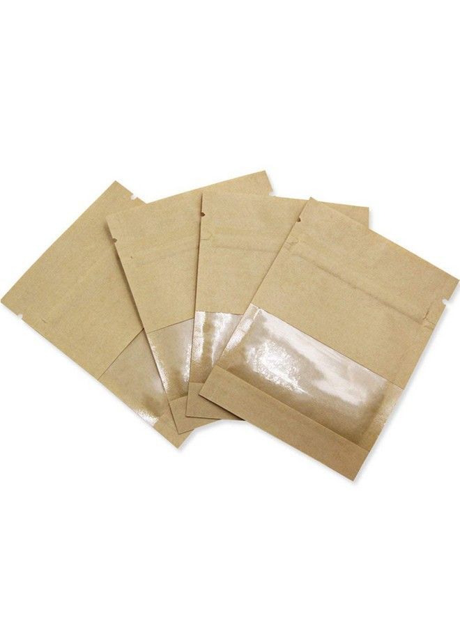 PABCK 100 Pack (Inner Size 2.36X2.36Inch) Clear Window Airtight Brown Kraft Paper For Zip Food Storage Lock Small Bags Reclosable Seal Zipper Resealable Heat Seal Pouch Coffee Packaging  - Image 5