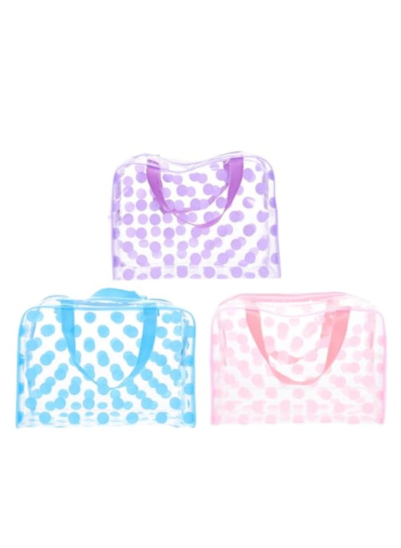 KASTWAVE 3Pcs Clear Toiletry Bag, Clear Zipper Pouch Organizer Bags, Waterproof Quart Size Bag, Waterproof Makeup Bag for Travel Toiletry Containers, Clear Tote Bag, Cosmetic Travel-Sized Container - Image 1
