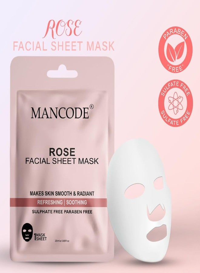 MAN CODE Mancode Rose Facial Sheet Mask 25ml Makes Skin Smooth & Radiant Refreshing Soothing Pore Reducing, Brightening and Enhances Daily Glow | Korean Sheet Mask for Men Women Set Combo Pack of 5 - Image 3
