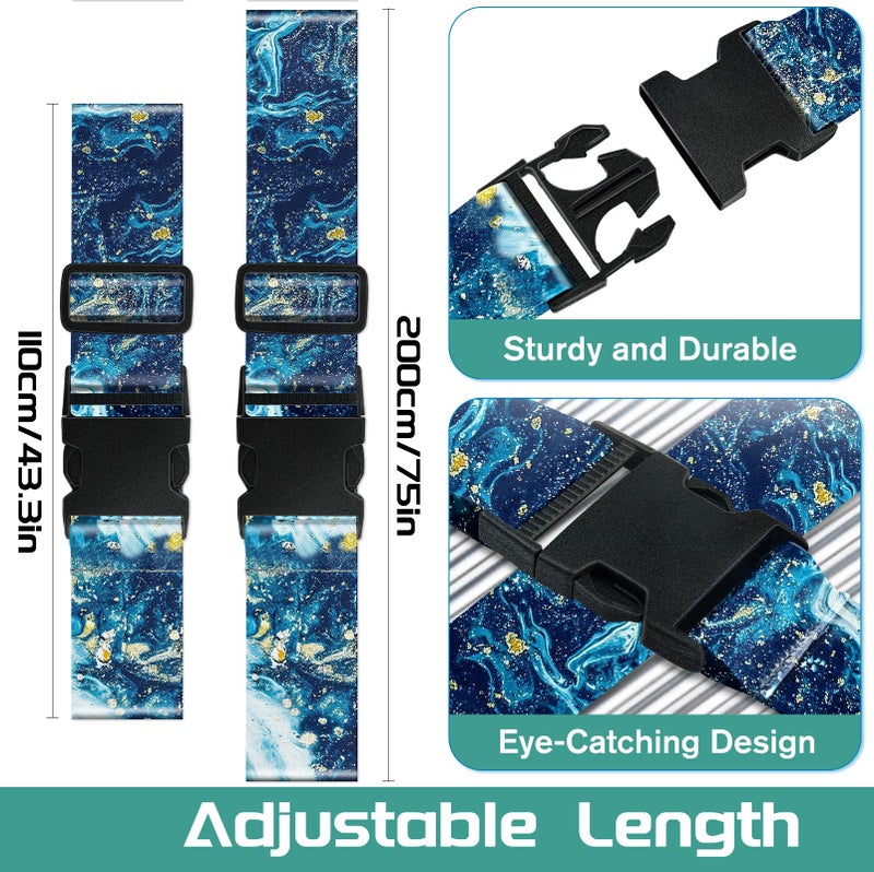 Slohif Luggage Straps for Suitcases Travel Belt Accessories Luggage Connector Identifiers Over Handle with Buckle Unique Nylon Adjustable Strap for Sleeping Bag Car Seat Sea Wave (2 Pack) - Image 2