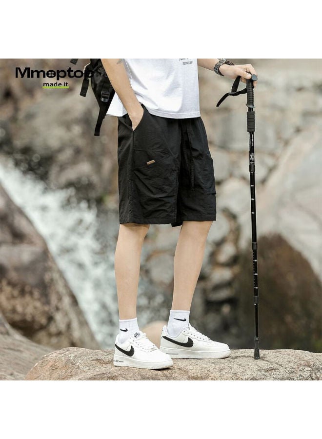 Mmoptop Style Outdoor Work Shorts Men's Summer Trendy Straight Sports Casual Loose Pants Ch04 Black L - Image 3