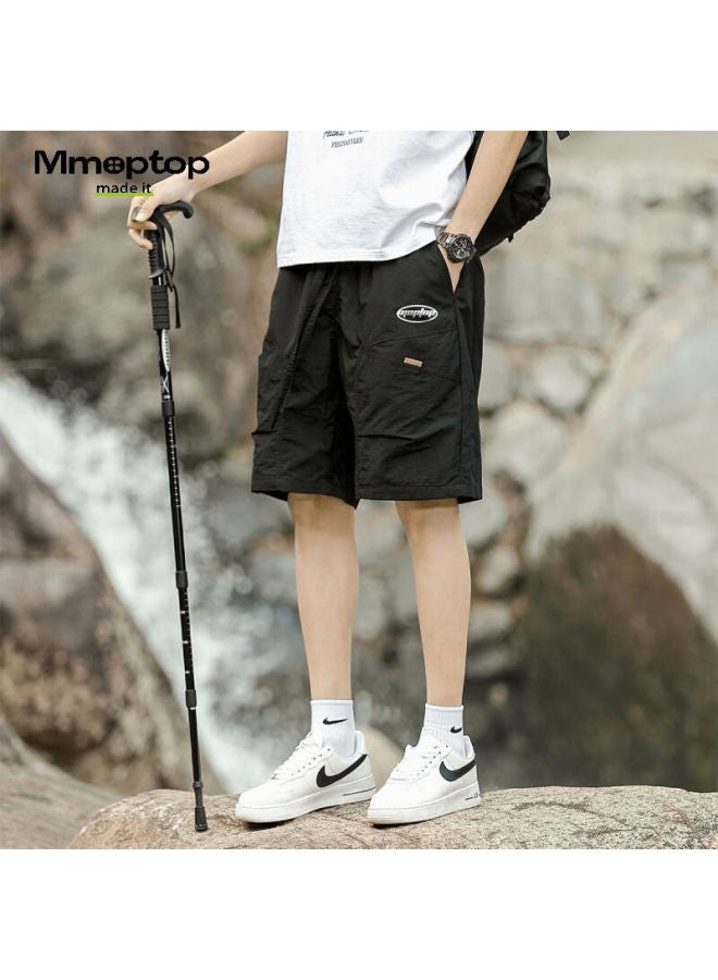 Mmoptop Style Outdoor Work Shorts Men's Summer Trendy Straight Sports Casual Loose Pants Ch04 Black L - Image 4