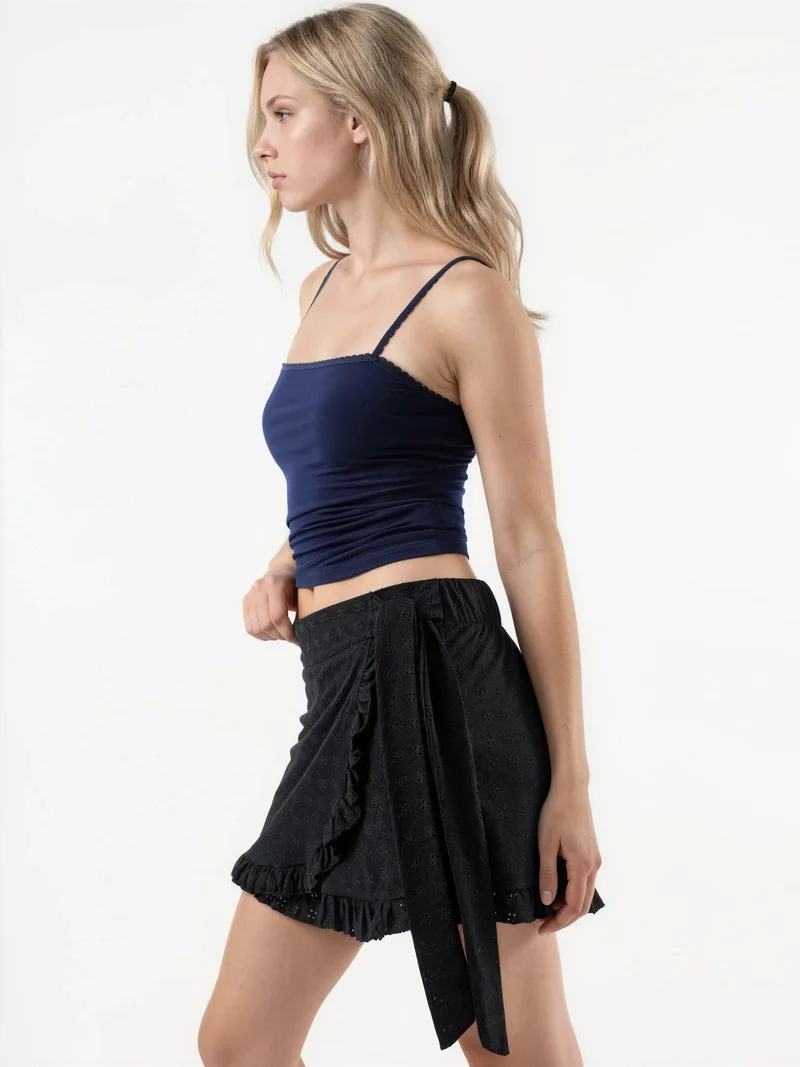 بوسيم BUSEM High Waist Embroidered Mini Skort