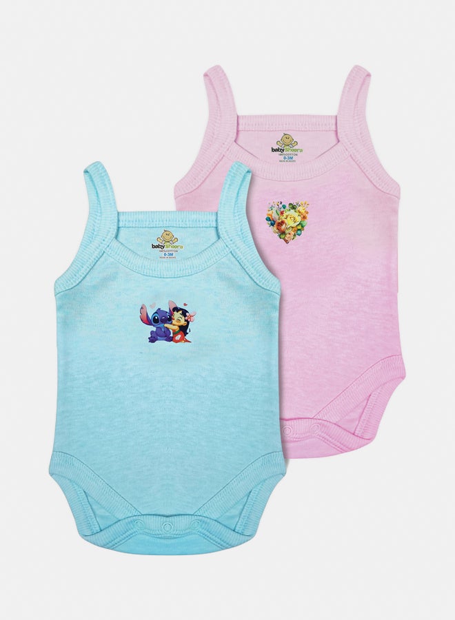 BabyShoora Baby Unisex Printed Tank Bodysuit (Pack Of 2)