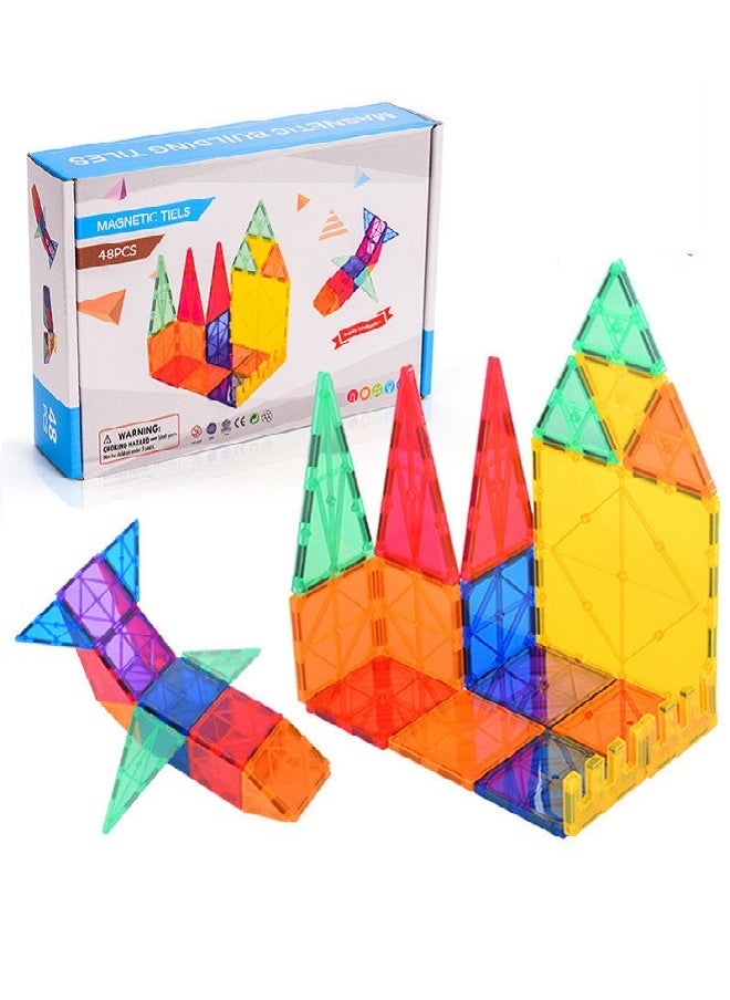 ماركة غير محددة Magnetic Building Blocks Set for 3+ Years Kid 48-Pieces  - Image 1