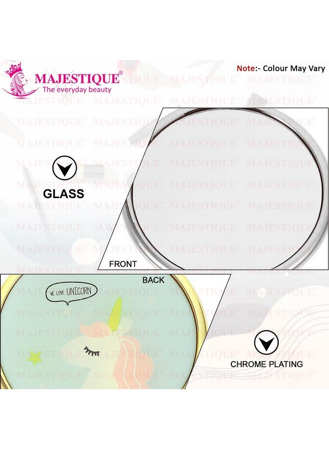 MAJESTIQUE Clear Glass Handy Mirror - Medium Size Hand Mirror (14.2 x 7.8 Cm) for Travel, Bathroom, Desk, Makeup, Beauty, Grooming, Shaving - Pocket Mirror for Girls, Women (Color May Vary) - Image 3