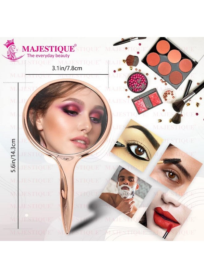 MAJESTIQUE Clear Glass Handy Mirror - Medium Size Hand Mirror (14.2 x 7.8 Cm) for Travel, Bathroom, Desk, Makeup, Beauty, Grooming, Shaving - Pocket Mirror for Girls, Women (Color May Vary) - Image 2