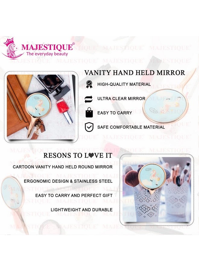 MAJESTIQUE Clear Glass Handy Mirror - Medium Size Hand Mirror (14.2 x 7.8 Cm) for Travel, Bathroom, Desk, Makeup, Beauty, Grooming, Shaving - Pocket Mirror for Girls, Women (Color May Vary) - Image 5