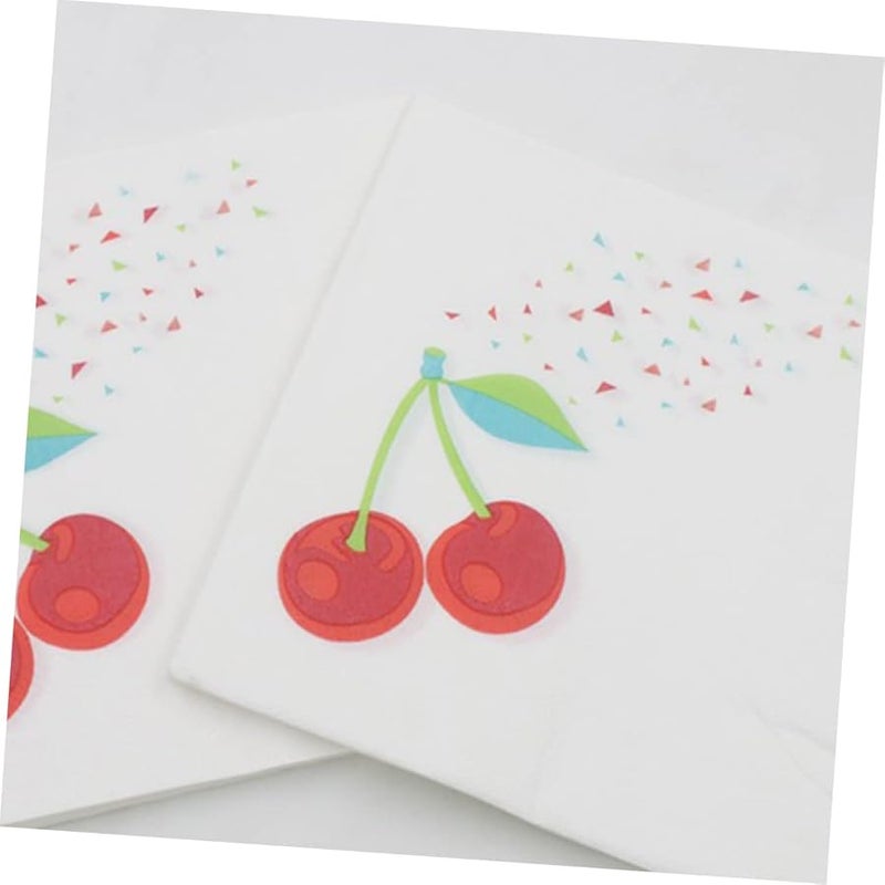 مناديل العشاء المطبوعة بالكرز 20 ورقة مناديل ورقية ماصة من لب الخشب لحفلات أعياد الميلاد والاستخدام المنزلي - Image 4