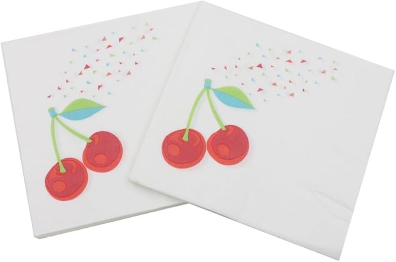 مناديل العشاء المطبوعة بالكرز 20 ورقة مناديل ورقية ماصة من لب الخشب لحفلات أعياد الميلاد والاستخدام المنزلي - Image 1