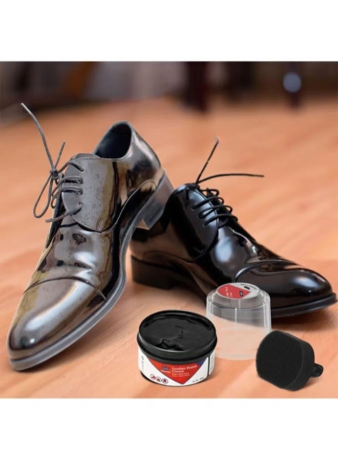 Aikanbo Leather Polish Cream，Self Shine Black Shoe Polish with Applicator Shoe Cream Shoe Shine Sponge Kit Shoe Shiner for Leather Boots and Shoes Care, Protects Leather from Scuffs （Black 40g） - Image 4