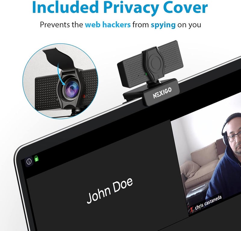 NEXIGO كاميرا ويب N60 بدقة 1080P مع ميكروفون، تحكم بالبرمجيات وغطاء خصوصية، كاميرا ويب HD USB للكمبيوتر، توصيل وتشغيل، للاستخدام مع زووم/سكايب/تيمز، المؤتمرات والمكالمات الفيديو. - Image 3