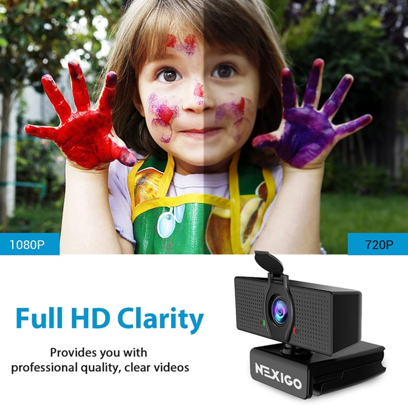 NEXIGO كاميرا ويب N60 بدقة 1080P مع ميكروفون، تحكم بالبرمجيات وغطاء خصوصية، كاميرا ويب HD USB للكمبيوتر، توصيل وتشغيل، للاستخدام مع زووم/سكايب/تيمز، المؤتمرات والمكالمات الفيديو. - Image 2
