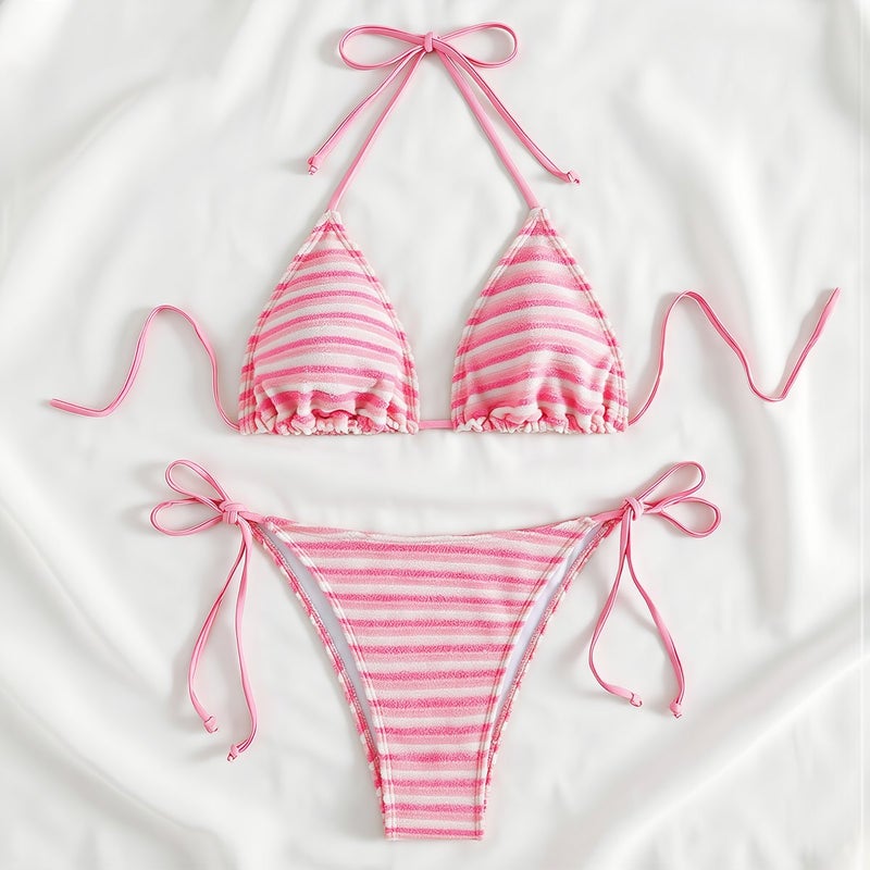 High Compatibility Striped Bikini Mix Match Customizable Two Piece Swimwear XS - Image 2