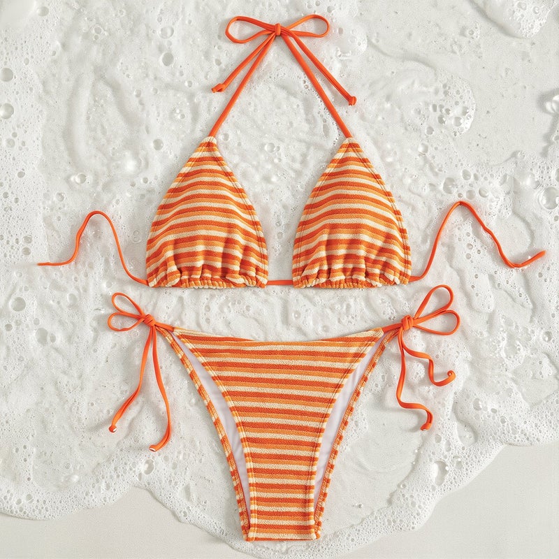 High Compatibility Striped Bikini Mix Match Customizable Two Piece Swimwear XS - Image 4